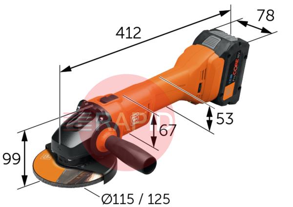 71220161000  FEIN CCG 18-115-10 AS Cordless Compact 115mm 18V Angle Grinder (Bare Unit)